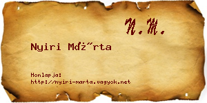 Nyiri Márta névjegykártya